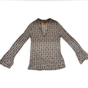 Tory Burch Blue and White Patterned Women's Top